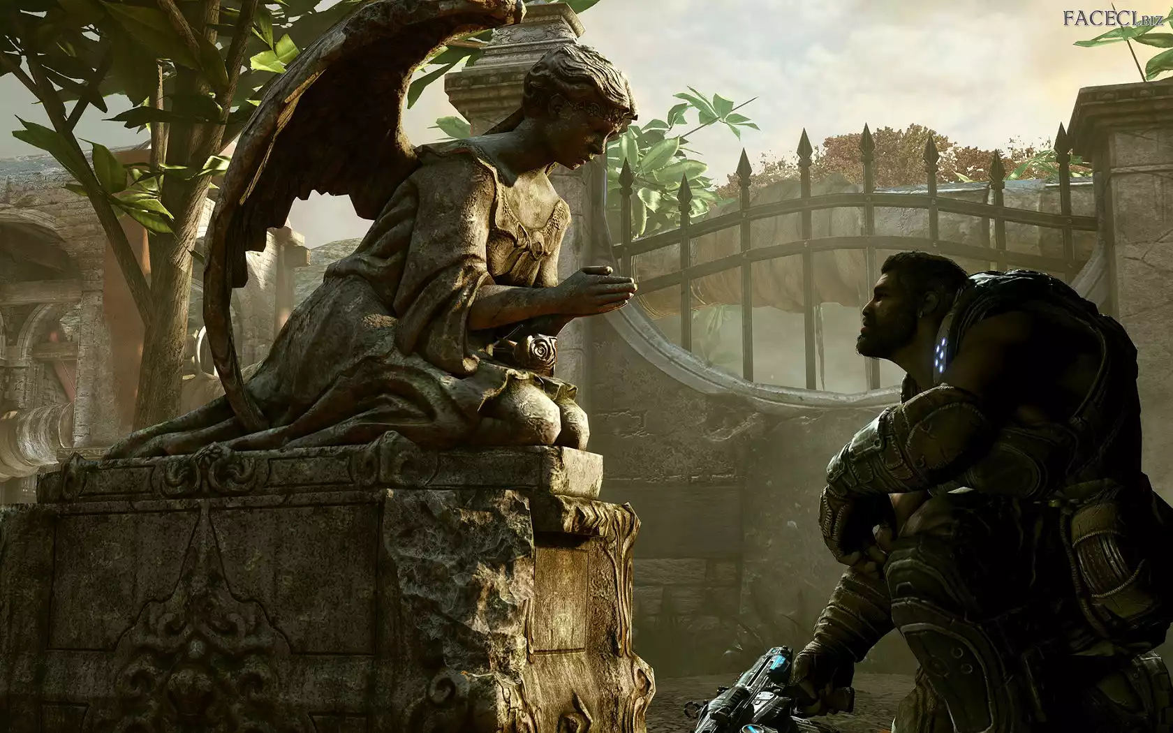 Anioł, Ogrodzenie, Posąg, Wojownik